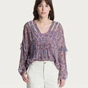 Frye Violet Paisley Flowy Women's Top Small
